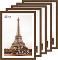 VCK 20x28 Picture Frame 5 Pack, Brown Wood Poster Frame with Exclusive Wood Grain, Wall Hanging