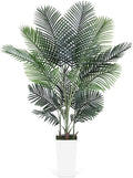 Artificial Areca Palm Tree 6FT Fake Potted Plant Faux Silk Tropical Areca Palm Real Bark Design, Large Artificial Plant in Tall White Pot for Home Living Room House Warming Floor Decor