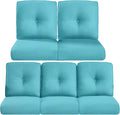 22x25/22x24 Outdoor Cushions for Patio 5 Piece Set - Set of 5 Water-Resistant Replacement Cushion for Rattan Dining Rocking Swivel Chairs Loveseat Couch Sectional Sofa - Turquoise/Button
