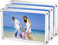 AMEITECH Acrylic Photo Frames 3 Pack,3.5x5'' Double Sided Magnetic Picture Frame, Desktop Frameless Postcard Display