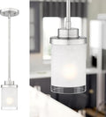 TENGXIN Modern Pendant Light for Kitchen Island, Brushed Nickel Hanging Ceiling Light Fixture,Farmhouse Pendant Lighting for Dining Room Bedroom Bar Office,TXPLBN01