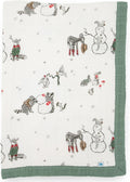 Little Unicorn Newborn Receiving Quilt | Ultra- Soft, Multi-Layered Muslin Fabric | Gift for Newborns & on-The-go (Snow Day)