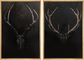 SIGNWIN Framed Canvas Print Wall Art Rustic Antler Skull Dark Dramatic Black Vintage-Inspired Deer and Elk Antlers Illustrations Decorative for Living Room, Bedroom, Office - 24