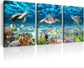 DZRWUBHS Large Canvas Art - Blue Ocean Sea Turtle Wall Painting Set of 3 for Living Room, Bedroom, Modern Office, Bathroom Decor