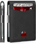 Zitahli Slim Wallet for Men Gifts 12 Card Slots ID Window With Money Clip Minimalist RFID Front Pocket Bifold Leather Small Thin Gift Box Dad Birthday Christmas Regalos Hombres