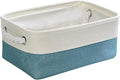 TheWarmHome Fabric Storage Bin with Handles,Storage Basket for Home Storage and Organization, Shelf Basket with Cover for Living Room Bedroom Decor Closet(White & Green,Small ,11.8L×7.9W×5.2H
