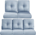 22x25/22x24 Outdoor Cushions for Patio 5 Piece Set - Set of 5 Water-Resistant Replacement Cushion for Wicker Dining Rocking Swivel Chairs Loveseat Couch Sectional Sofa - Baby Blue/Button
