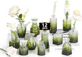 Mini Bud Vases As Wedding Centerpieces for Tables,Clear Bud Vases for Flowers,Small Flower Vases Suitable for Birthday Party,Anniversary,Wedding Reception,Baby Shower (Dark Green, 12PCS)