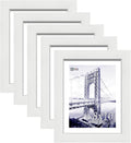 VCK 8x10 Picture Frames Set of 5, White Solid Wood Photo Frame, Table Display or Wall Hanging