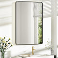 Bathroom Mirror 24x36 inch, Rustproof Aluminum Metal Framed Mirror for Wall, Matte Gold Bathroom Vanity Mirror, Shatterppoof Mirror, Living Room, Hanging or Leaning Horizontal or Vertical