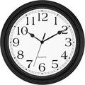 Foxtop 14 Inch Wall Clock Battery Operated Silent Non-Ticking Round Classic Vintage Retro Wall Clock Decorative for Living Room Kitchen Home Office (Black)