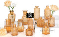 Mini Bud Vases Set of 12 As Wedding Centerpieces for Tables,Clear Bud Vases for Flowers,Small Flower Vases Suitable for Birthday Party,Anniversary,Wedding Reception,Baby Shower (Amber, 12PCS)