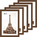 VCK 13x19 Frame Set of 5 - Brown, Wood Picture Frame with Exclusive Wood Grain, Wall Gallery Frame