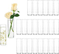 Hewory Cylinder Glass Bud Vases: Set of 24 Small Clear Skinny Single Flower Vase for Centerpieces - Minimalist Bulk Vases for Wedding Birthday Bridal Shower Party Events Table Decor, 5.91