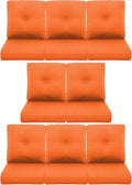 8-Piece Outdoor Patio Cushion Set - Fade & Water Resistant with Removable Olefin Cover, 22x24x4 Inch Memory Foam Cushions for Wicker Sectional Sofa – Orange/Buckle
