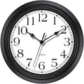 Foxtop Silent Non-Ticking Round Classic Clock Retro Quartz Decorative Battery Operated Wall Clock for Living Room Kitchen Home Office (12 Inch, Black)