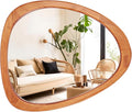 WallBeyond Asymmetrical Mirror, Irregular Wall Mirror for Bathroom, Wall Mirrors Decorative for Bedroom Living Room Entryway Hall, Wood Framed Walnut Mirror 23