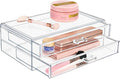 Sorbus Stackable Acrylic Drawers - 2 Clear Storage Drawers for Organizing Make up Palettes, Nail Polish, Hair Accessories, Cosmetics & Beauty Supplies - Makeup Organizer for Vanity, Bathroom Organizer