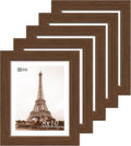 VCK 8x10 Frame Set of 5 - Brown, Wood Picture Frame with Exclusive Wood Grain, Wall Gallery Frame