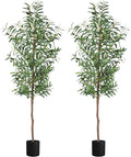 Fake Olive Tree, 5FT 2Pack Tall Plants Olive Trees 60in Silk Plant with Trunk and Realistic 536 Leaves and 20 Fruits for Modern Office Home Decor Indoor