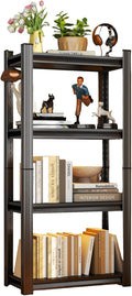 Tall Bookshelf with Open Shelves, Metal Office Book Shelf, Adjustable Organizer Bookcase, Standing Storage Organizer Shelf for Living Room (4 Tier 27.6