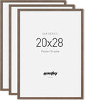 Yaetm 20x28 Picture Frame - Brown Walnut, Solid Wood 20x28 Poster Frame for Picture & Art Print, Lightweight, Horizontal and Vertical Wall Hanging for Photo Gallery (3 Pack, Walnut)