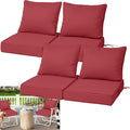 Waterproof Outdoor Chair Cushion Set of 4, 24x24x5 IN Deep Seat Patio Cushions with Fade Resistant Removable Cover,Outdoor Cushions for Patio Furniture with Ties&Handle for Chair Sofa Couch,Wine Red