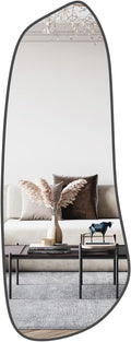 WallBeyond Irregular Wall Mirror, Asymmetrical Mirror Wall Mounted with Black Framed for Living Room, Bathroom, Bedroom, Entryway Wall Decor, 46