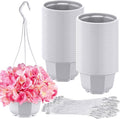 Roshtia 50 Pcs Plastic Hanging Plant Pots with Hooks Flower Pots Baskets Outdoor Hanging Nursery Planter Holder for Home Garden Balcony Porch(Gray White,5.9 inch)