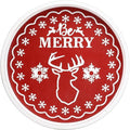 Christmas Reindeer Wood Decorative Ottoman Tray for Coffee Table Kitchen Counter, Living Room, Round Handcrafted Red Wooden Serving Tray for Table Centerpiece