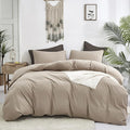 Cottonight Khaki Comforter Set Twin Cream Coffee Bedding Comforter Set Dark Champagne Solid Blanket Quilts Cotton Modern Soft Breathable Taupe 3 Piece Bedding Set for Women Men Adults Teens
