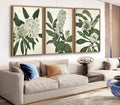 Large Framed Canvas Wall Art - Natural Float Framed White Flowers Green Leaves Pictures Decor Simple Botanical Plants Artwork for Living Room Bedroom Kitchen Home Office Decoration 60