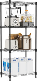 4 Tiers Shelf Metal Storage Shelves Wire Rack Closet Organizers with Wheel for Garage Kitchen Bathroom Laundry Black 11.8