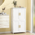 Bathroom Storage Floor Cabinet Freestanding Organizer with Adjustable Shelves for Bathroom Bedroom Laundry Room,4 Doors