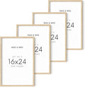 HAUS AND HUES Picture Frames 16x24 - Set of 4 Standalone Beige Oak Frame 16x24 Picture Frames for Wall, Poster Frames 16x24, 16 x 24 Gallery Wall Frame Set, 16 by 24 Picture Frame (Beige Frame)