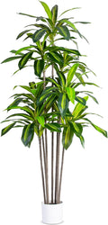 Artificial Dracaena Tree Indoor, 6FT Tall Faux Tree with Natural Wood Trunk and Lifelike Leaves, Tall Artificial Plants Indoor, Fake Plants for Home, Office, Living Room Decor