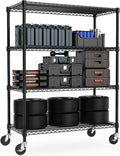 Industrial Metal 4 Tier Shelving for Garage, Pantry, Warehouse, Basement Utility Room, Storage Rack Metal Shelving Unit, Shelf Organizer, Black 23.6