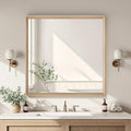 Oak Wood Effect Framed Wall Mirror, 36x36 Rectangle Mirror, 1/8