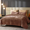 Velvet Quilt Twin Size,Lightweight Velvet Comforter Set,Luxurious Bedspread Coverlet with Brushed Back,Ultra Soft Cozy Warm for All Season,Brick red,Twin