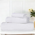 Superior Honeycomb Cotton Medium Weight Towels, for Guest Bath, Master Bathroom, Shower, Quick Dry, Adults, Home Essentials, Textured Waffle Border, Assorted Towel Set, 3 Piece Towel Set, White