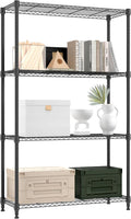 1000 lbs 4 Tier Shelf Metal Storage Shelves Shelving Wire Rack Heavy Duty Closet Organizers for Garage Kitchen Bathroom Laundry Black 13.8
