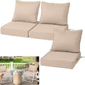 Waterproof Outdoor Chair Cushion Set of 3, 24x24x5 IN Deep Seat Patio Cushions with Fade Resistant Removable Cover,Outdoor Cushions for Patio Furniture with Ties&Handle for Chair Sofa Couch,Khaki