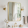 FARMER 20x30 Inch Gold Bathroom Mirror, Rectangle Vanity Mirror, Brushed Mirrors for Wall, Metal Frame Hanging Mirror with Round Corner for Bedrooms, Entryways, Living Rooms, Horizontal/Vertical