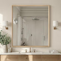 Oak Wood Effect Framed Wall Mirror, 36x40 Rectangle Mirror, 1/8