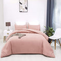 Pureant Blush Pink Comforter Set Queen Solid Color Bedding Comforter Sets Cotton Bedding for Women Girls Bean Pink Comforter Soft Cute Color Queen Blanket Quilts Muave Queen Size Comforter