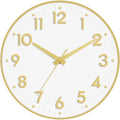 Mosewa Wall Clock 8 Inch, Battery Operated Silent Non-Ticking Modern Analog Clock Decorative for Kitchen, Bedroom, Office, Living Room(White Gold)