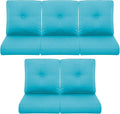 Patio Chair Cushions 5 Packs - Outside 22x24 High Back Water-Resistant Cushion with Zipper Cover for Outdoor Glider Rocking Chairs Loveseat 3-seat Couch Sofa – Teal/Buckle