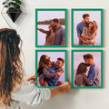 Renditions Gallery Set of 4, 8X10 Custom Photo Prints with Real Wood Picture Frames. Create Personalized Photos with Peel & Stick Photo Frames. Green Frame