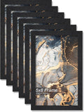 Engineered Wood 5x8 Picture Frame Set of 6, Black Frame for 5 x 8 Inch Picture Poster Photo, Light Weight 5 by 8 Frame with Wood-grain for Wall - 6 Pack/Black/5