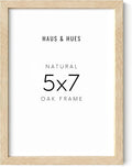 HAUS AND HUES Wood Picture Frame, 5x7 inches, Beige (Natural Oak, Poster Type, Set of 1)
